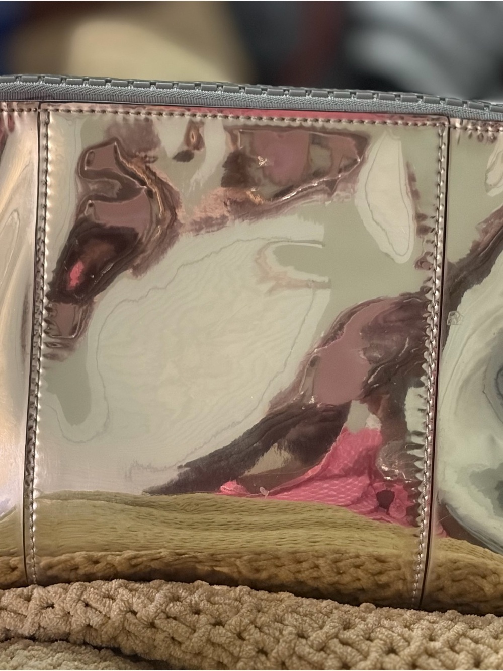 India Hicks Metallic Gold Patent Leather Cosmetic Pouch